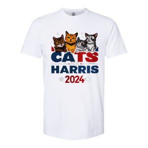 Cats For Harris 2024 Kamala Harris For President 2024 Softstyle CVC T-Shirt