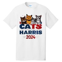 Cats For Harris 2024 Kamala Harris For President 2024 Tall T-Shirt