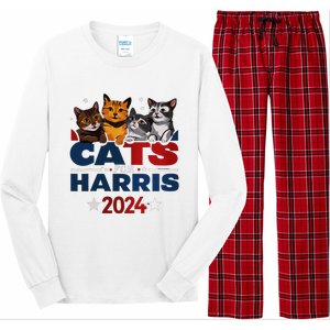 Cats For Harris 2024 Kamala Harris For President 2024 Long Sleeve Pajama Set