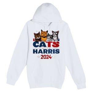 Cats For Harris 2024 Kamala Harris For President 2024 Premium Pullover Hoodie