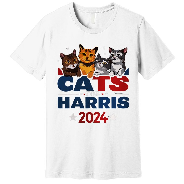 Cats For Harris 2024 Kamala Harris For President 2024 Premium T-Shirt