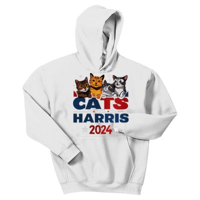 Cats For Harris 2024 Kamala Harris For President 2024 Kids Hoodie