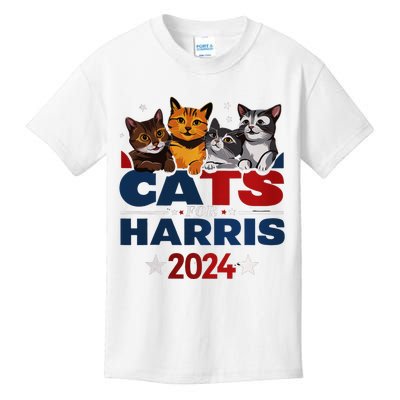 Cats For Harris 2024 Kamala Harris For President 2024 Kids T-Shirt