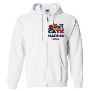 Cats For Harris 2024 Kamala Harris For President 2024 Full Zip Hoodie