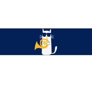 Cat French Horn Funny Cat Lover Bumper Sticker