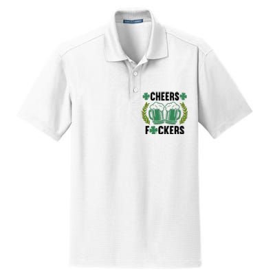 Cheers F*Ckers Hilarious St Patricks Day Dry Zone Grid Polo