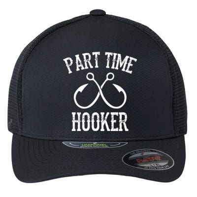 Classic Fishing Hooks Part Time Hooker Flexfit Unipanel Trucker Cap