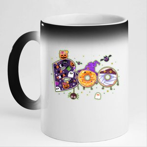 Cute Funny Halloween Boo Donuts 11oz Black Color Changing Mug