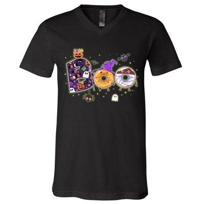 Cute Funny Halloween Boo Donuts V-Neck T-Shirt