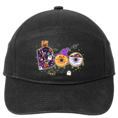 Cute Funny Halloween Boo Donuts 7-Panel Snapback Hat