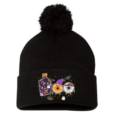 Cute Funny Halloween Boo Donuts Pom Pom 12in Knit Beanie