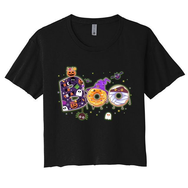 Cute Funny Halloween Boo Donuts Crop Top