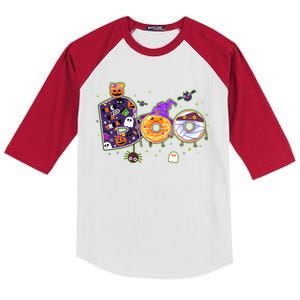 Cute Funny Halloween Boo Donuts Kids Colorblock Raglan Jersey