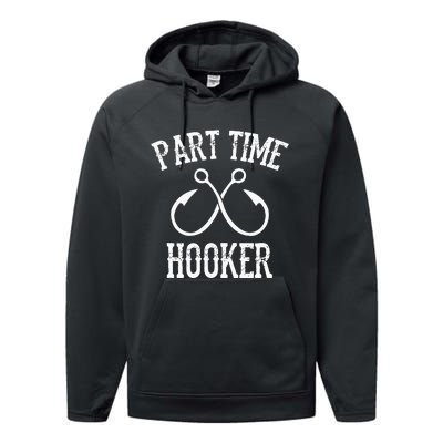 Classic Fishing Hooks Part Time Hooker Performance Fleece Hoodie