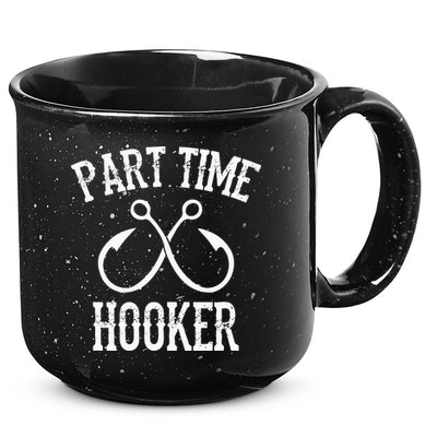 Classic Fishing Hooks Part Time Hooker 15oz Campfire Ceramic Mug