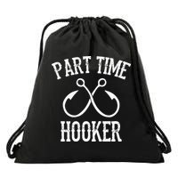 Classic Fishing Hooks Part Time Hooker Drawstring Bag