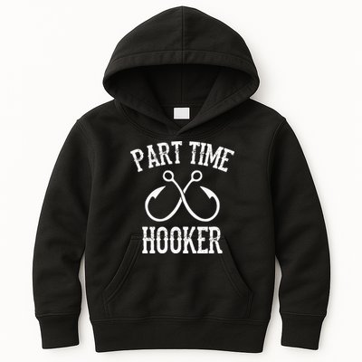 Classic Fishing Hooks Part Time Hooker Kids Hoodie