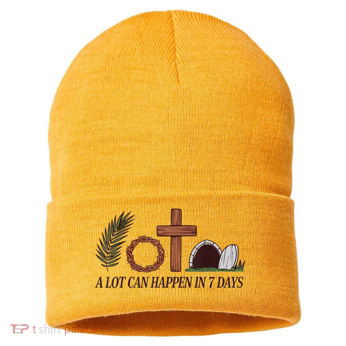 Christian Faith Happy Easter Day A Lot Can Happen In 7 Days Sustainable Knit Beanie