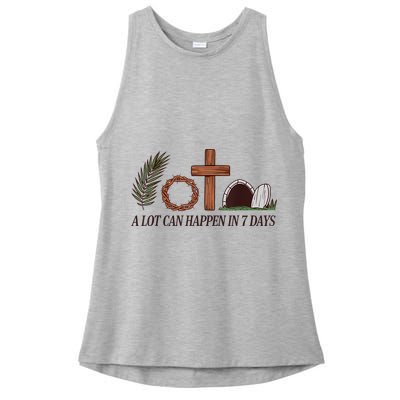 Christian Faith Happy Easter Day A Lot Can Happen In 7 Days Ladies PosiCharge Tri-Blend Wicking Tank