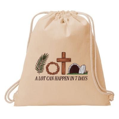 Christian Faith Happy Easter Day A Lot Can Happen In 7 Days Drawstring Bag
