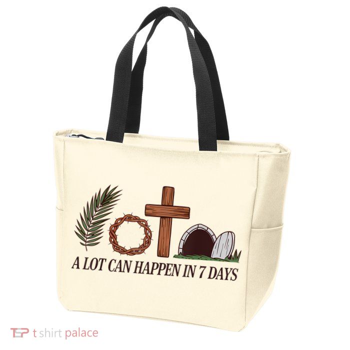 Christian Faith Happy Easter Day A Lot Can Happen In 7 Days Zip Tote Bag