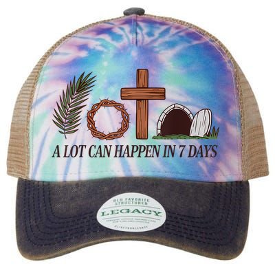 Christian Faith Happy Easter Day A Lot Can Happen In 7 Days Legacy Tie Dye Trucker Hat