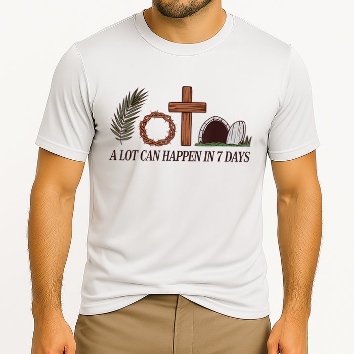 Christian Faith Happy Easter Day A Lot Can Happen In 7 Days Cooling Performance Crew T-Shirt