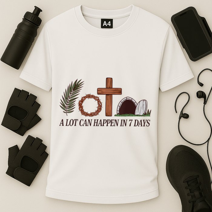 Christian Faith Happy Easter Day A Lot Can Happen In 7 Days Cooling Performance Crew T-Shirt