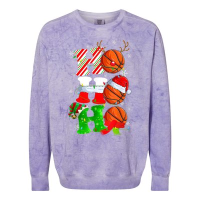 Christmas Funny Ho Ho Ho Basketball Pajama Santa Lover T Colorblast Crewneck Sweatshirt