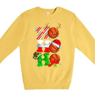 Christmas Funny Ho Ho Ho Basketball Pajama Santa Lover T Premium Crewneck Sweatshirt