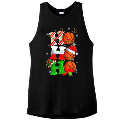 Christmas Funny Ho Ho Ho Basketball Pajama Santa Lover T Ladies PosiCharge Tri-Blend Wicking Tank