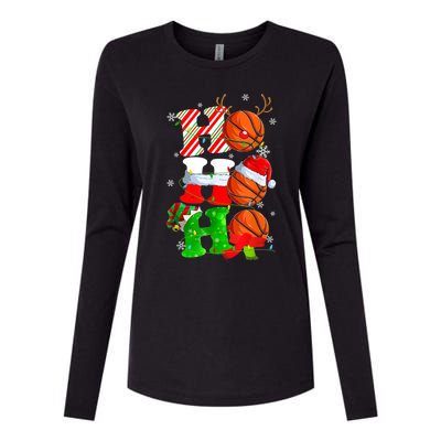 Christmas Funny Ho Ho Ho Basketball Pajama Santa Lover T Womens Cotton Relaxed Long Sleeve T-Shirt