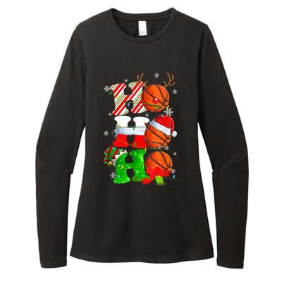 Christmas Funny Ho Ho Ho Basketball Pajama Santa Lover T Womens CVC Long Sleeve Shirt