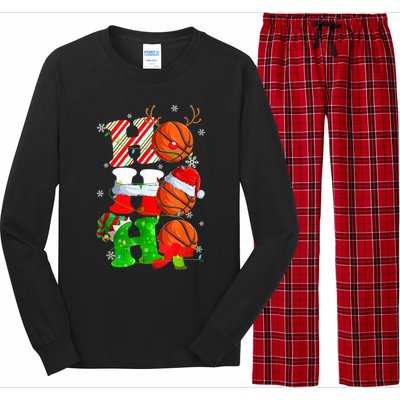 Christmas Funny Ho Ho Ho Basketball Pajama Santa Lover T Long Sleeve Pajama Set