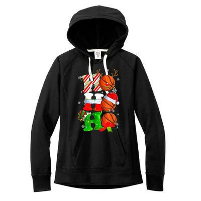 Christmas Funny Ho Ho Ho Basketball Pajama Santa Lover T Women's Fleece Hoodie