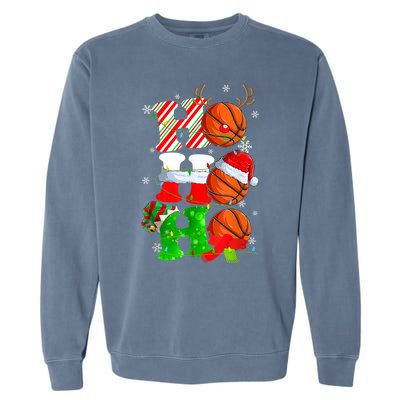 Christmas Funny Ho Ho Ho Basketball Pajama Santa Lover T Garment-Dyed Sweatshirt