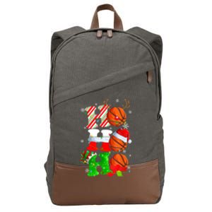 Christmas Funny Ho Ho Ho Basketball Pajama Santa Lover T Cotton Canvas Backpack