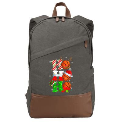 Christmas Funny Ho Ho Ho Basketball Pajama Santa Lover T Cotton Canvas Backpack