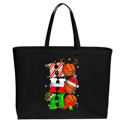 Christmas Funny Ho Ho Ho Basketball Pajama Santa Lover T Cotton Canvas Jumbo Tote