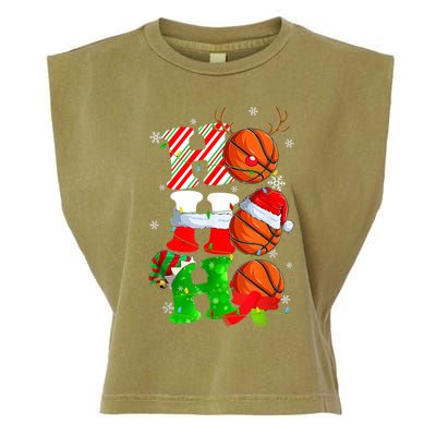 Christmas Funny Ho Ho Ho Basketball Pajama Santa Lover T Garment-Dyed Women's Muscle Tee