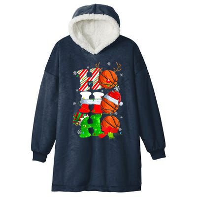 Christmas Funny Ho Ho Ho Basketball Pajama Santa Lover T Hooded Wearable Blanket