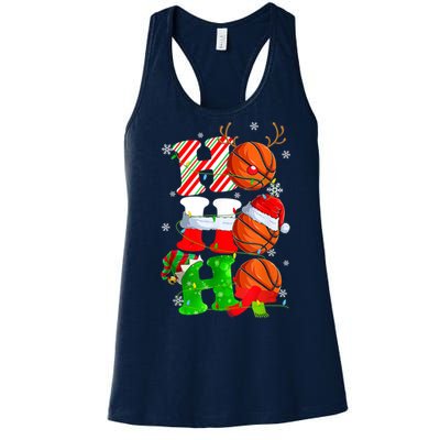 Christmas Funny Ho Ho Ho Basketball Pajama Santa Lover T Women's Racerback Tank