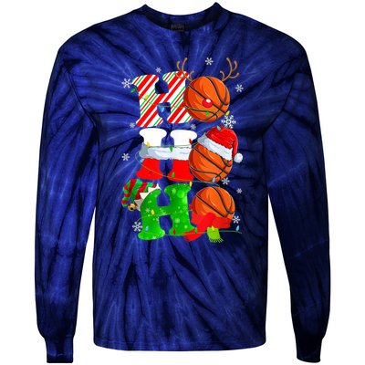 Christmas Funny Ho Ho Ho Basketball Pajama Santa Lover T Tie-Dye Long Sleeve Shirt