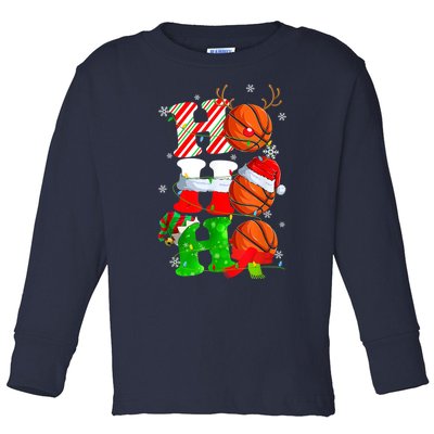 Christmas Funny Ho Ho Ho Basketball Pajama Santa Lover T Toddler Long Sleeve Shirt