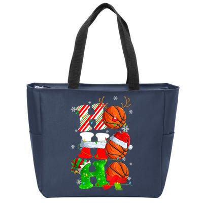 Christmas Funny Ho Ho Ho Basketball Pajama Santa Lover T Zip Tote Bag