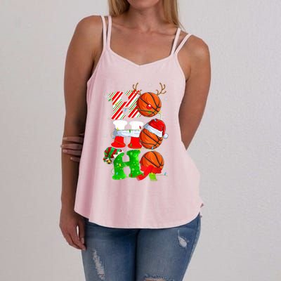 Christmas Funny Ho Ho Ho Basketball Pajama Santa Lover T Women's Strappy Tank