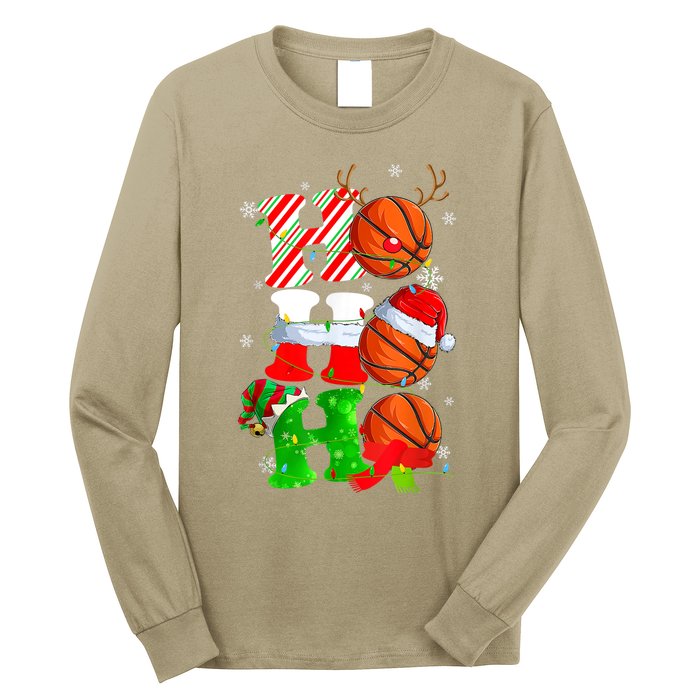 Christmas Funny Ho Ho Ho Basketball Pajama Santa Lover T Long Sleeve Shirt