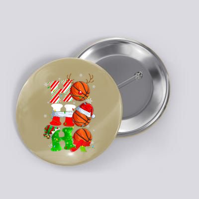 Christmas Funny Ho Ho Ho Basketball Pajama Santa Lover T Button