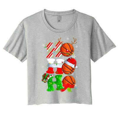 Christmas Funny Ho Ho Ho Basketball Pajama Santa Lover T Women's Crop Top Tee