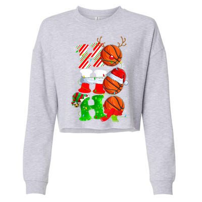 Christmas Funny Ho Ho Ho Basketball Pajama Santa Lover T Cropped Pullover Crew